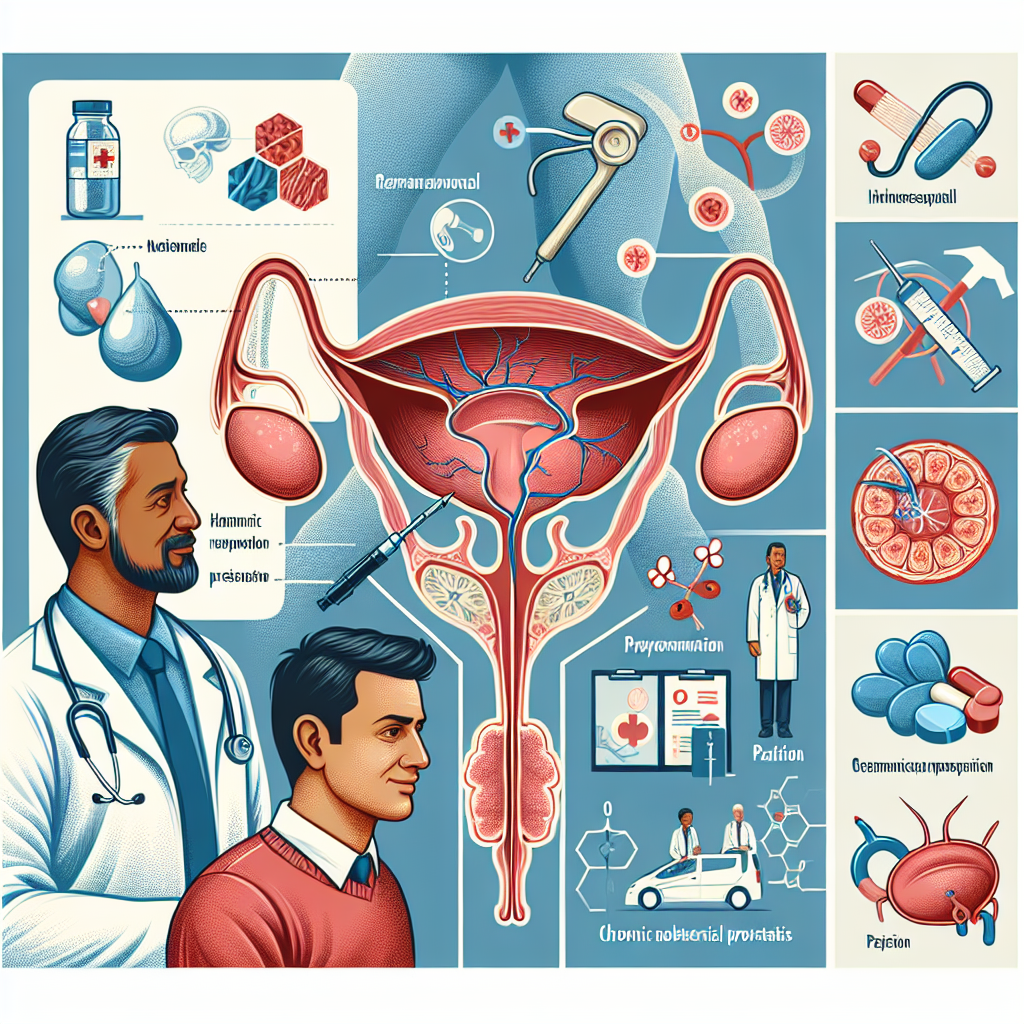 Ilustración médica de la próstata inflamada, representando una eventual manifestación de la prostatitis crónica no bacteriana.