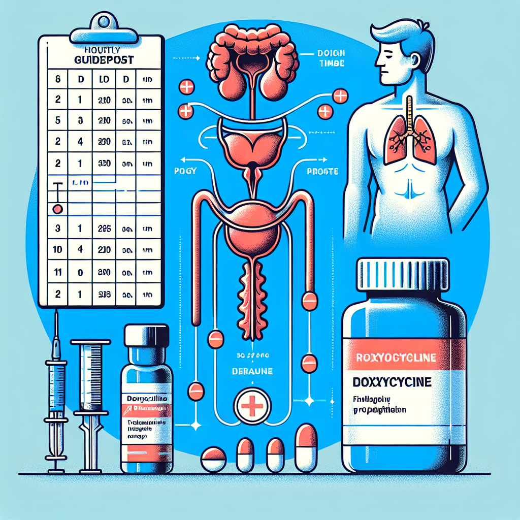 Imagen de un frasco de doxiciclina y un reloj, simbolizando la duración del tratamiento para la prostatitis.