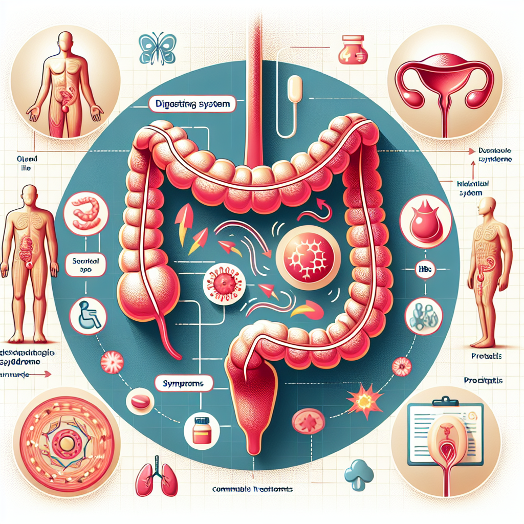 Relación entre el Síndrome de Intestino Irritable (IBS) y la Prostatitis, mostrando sus síntomas y opciones de tratamiento.