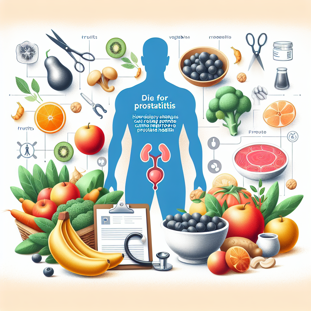 Imagen que ilustra una dieta saludable para tratar la prostatitis, mostrando alimentos ricos en nutrientes beneficiosos para la salud prostática.