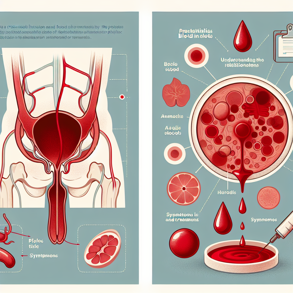 Imagen ilustrativa que representa los síntomas y tratamientos relacionados con la prostatitis y la presencia de sangre en las heces.