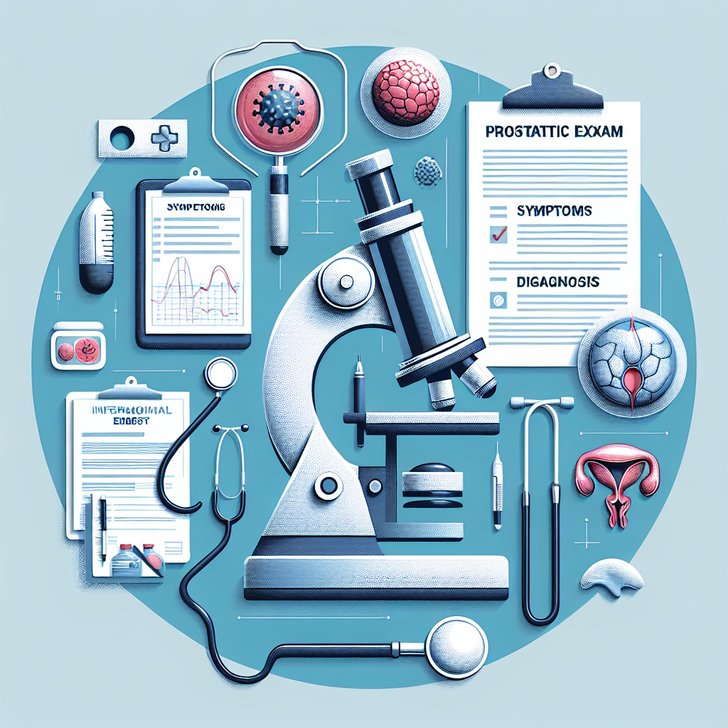 Visualización informativa sobre los síntomas, diagnóstico y tratamientos de la prostatitis.