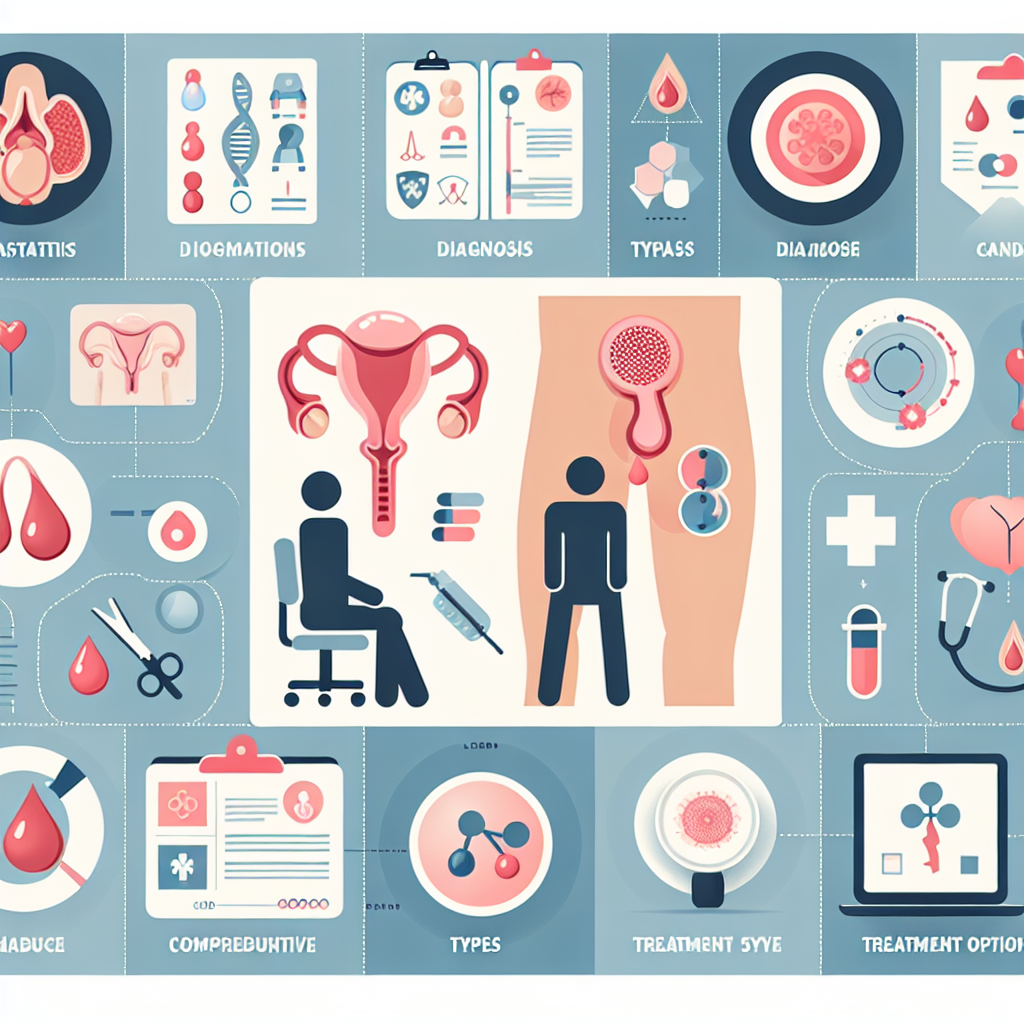 Gráfico ilustrativo de los tipos de prostatitis, síntomas, diagnóstico y opciones de tratamiento.